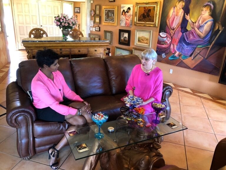 Terrie Frankel with CBS 5 anchor Yetta Gibson at the House of Seven Arches